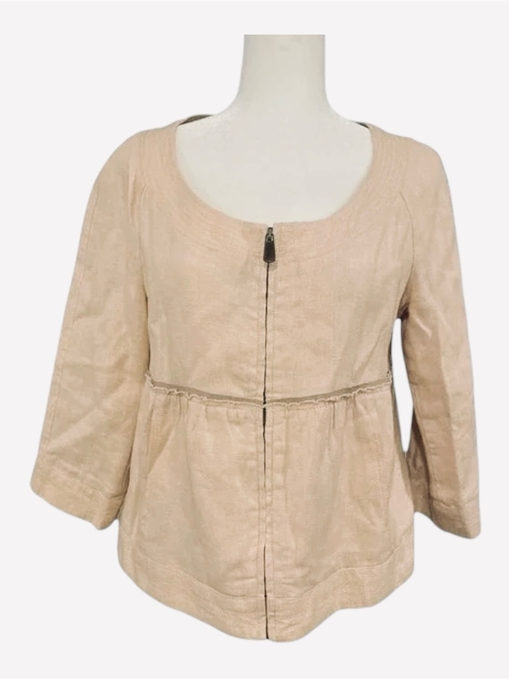 RED Valentino Dusty Pink Linen Scoop-Neck Zip Jacket